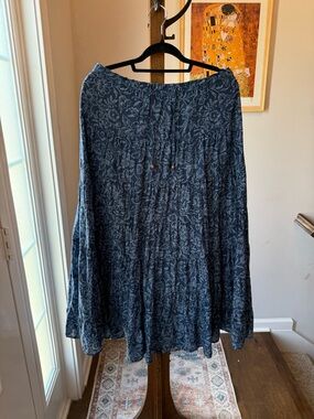 Women's Ralph Lauren Navy Blue Floral Tiered Maxi Skirt